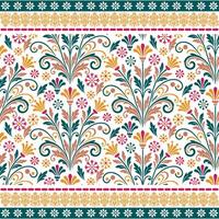 seamless botanical pattern with intricate arabic ornament for fabric and wallpaper vector