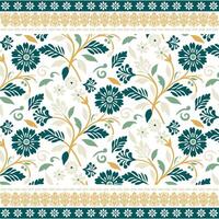 fashion print design featuring abstract floral border with seamless botanical pattern vector