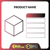 A product name and a cube icon vector