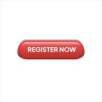 Red rectangular register now button on the website vector