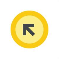 Yellow circle containing a gray arrow pointing up and right vector