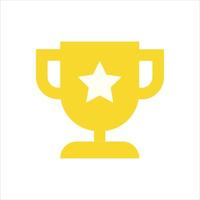 A yellow trophy cup with a star on top vector