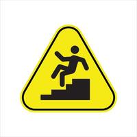A yellow sign with a man falling down stairs vector