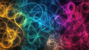 Abstract colorful swirls on black background photo