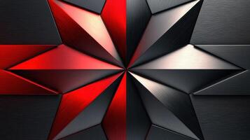 A red and black star on a metal background photo