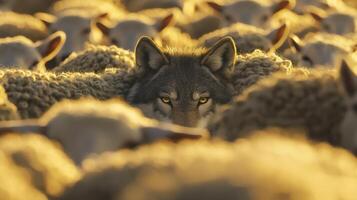 Wolf in the flock, 3d illustration, wolf in the flock, wolf in the flock, photo