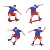 Skater Boy in Action Doing an Impressive Skateboard Jump vector