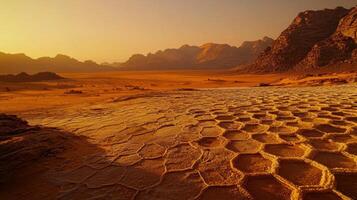 The desert is covered with honeycomb patterns photo
