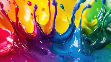 Colorful paint splashes on a colorful background photo