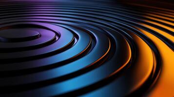 A black and orange swirl of metal on a black background photo