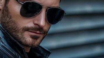 A man with sunglasses and a beard photo