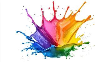 Colorful splash of paint on white background photo