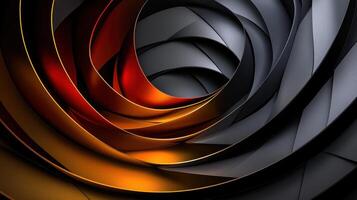 A black and orange spiral with a red and orange swirl photo