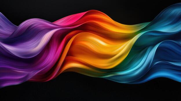 Colorful abstract background with waves on black background photo