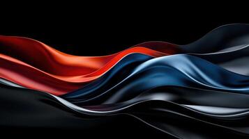 A black background with red, blue and black fabric photo