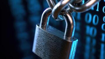 A padlock is shown on a computer screen photo