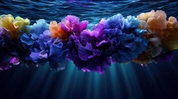 Colorful flowers floating in the ocean photo