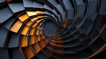 Abstract black and orange spiral pattern photo