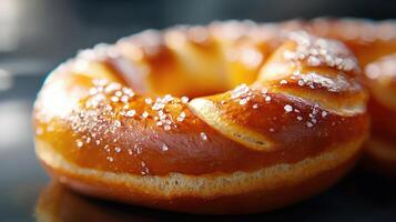 A close up of a couple of donuts photo