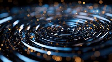 A circular spiral of light and gold particles photo