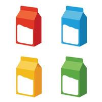 Milk Beverage Container Set in Flat Style Milk Box Art vector