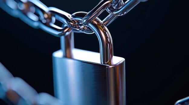 A chain and padlock are connected together photo