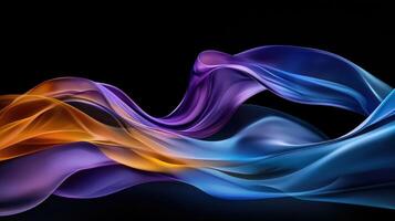 A colorful, flowing piece of fabric with a blue and orange stripe photo