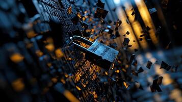 A lock is shown in a black and orange background photo