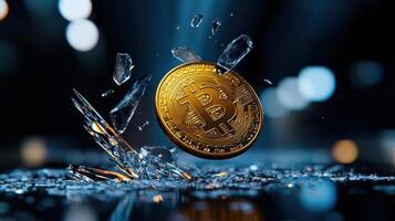 Bitcoin is falling into water photo