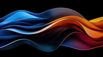 A colorful wave of fabric with blue, orange, and red stripes photo