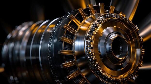 A large, shiny, metallic object with a circular shape photo