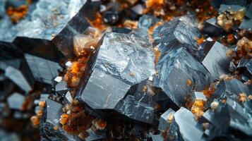 Detailed view of sparkling mineral crystals revealing sharp edges and fascinating formations under light, highlighting their natural beauty and complexity photo