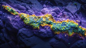 This striking visual captures an array of colorful mineral formations with vivid textures and layered structures, highlighting unique geological characteristics and beauty. photo