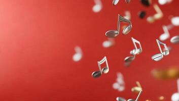 A vibrant background with floating musical notes, symbolizing music and creativity. photo