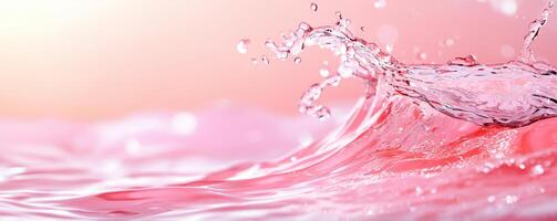 A splash of water against a soft pink background, creating a serene effect. photo