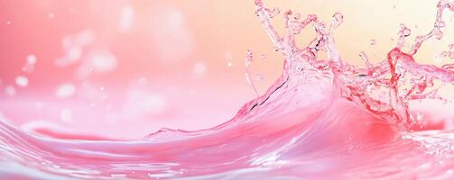 A vibrant splash of pink water against a soft gradient background. photo