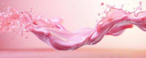A splash of pink liquid creating dynamic waves against a soft background. photo