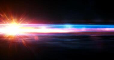 Abstract light streaks create a dynamic, colorful backdrop. photo