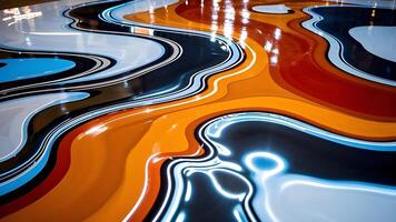 A colorful floor with a wave pattern photo