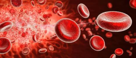 A vivid depiction of red blood cells in a dynamic flow, highlighting their essential role in the circulatory system. photo