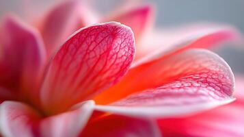 Close-Up of Vibrant Pink Flower Petals with Detailed Veins and Soft Lighting photo