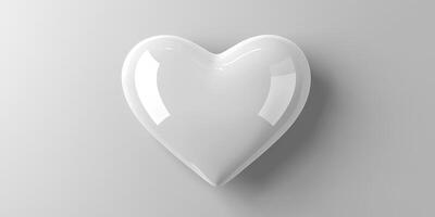 Beautiful glossy white heart shape on a smooth surface perfect for digital designs and romantic themes photo
