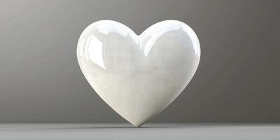 Shining white heart sculpture on a neutral background showcasing modern artistry and design photo
