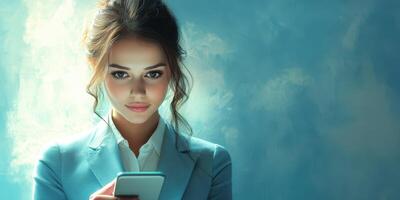 Young professional using smartphone in a serene, artistic environment during daylight photo