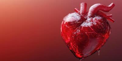 Heart design with intricate details showcasing its vibrant red color against a smooth gradient background during a creative rendering session photo