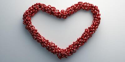 Red heart shape created from intertwined links against a light background representing love and connection photo