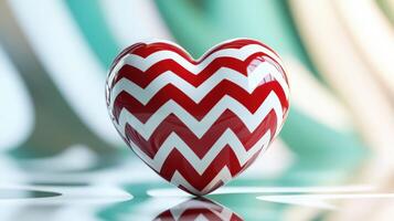 Red and white chevron patterned heart design photo