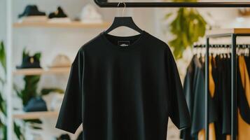 Black Oversized Crew Neck T Shirt On Display photo