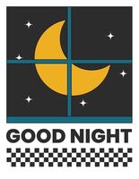 Illustration design retro good night groovy style vector
