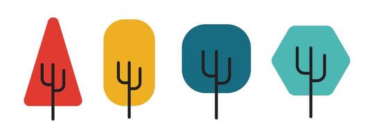 Illustration tree set retro with blank background vector